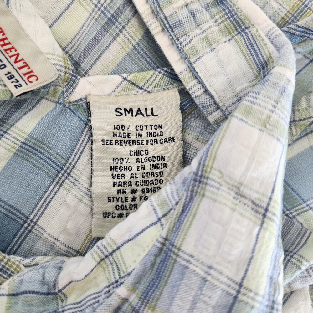 Vintage Y2K Faded Glory Blue White Plaid Sleeveless Button Down Top S Cottage - Picture 7 of 9